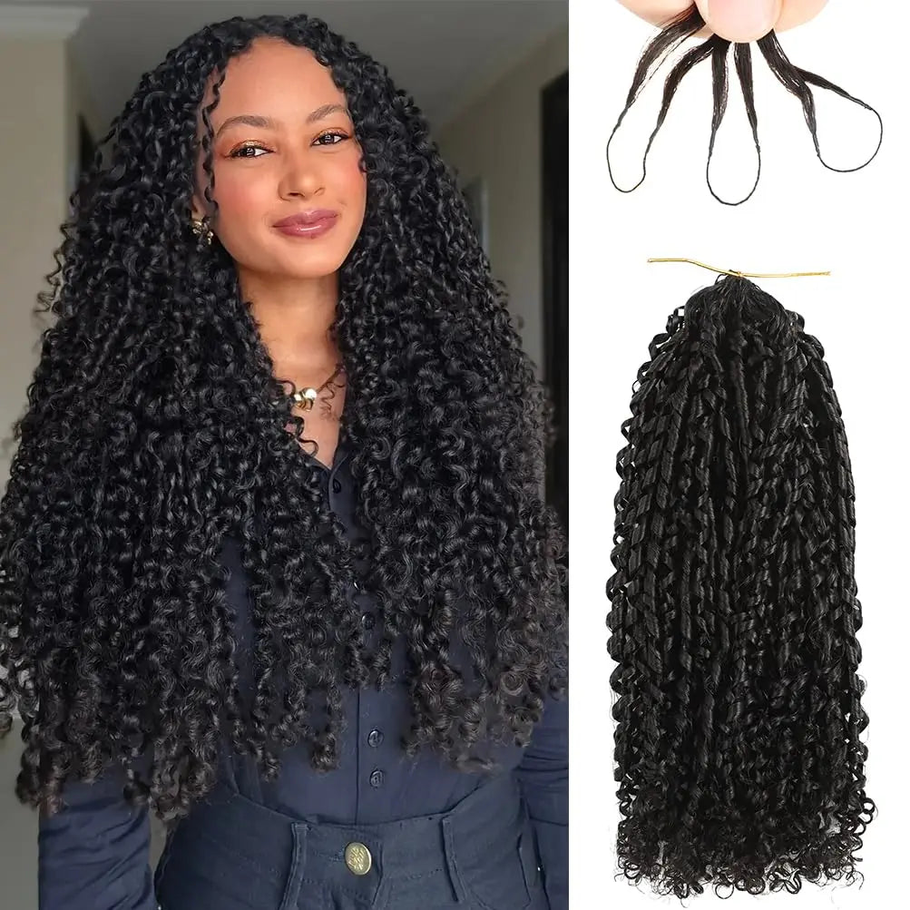 CM™ Burmese Curly Crochet Human Hair Feather Hair Extensions Invisible
