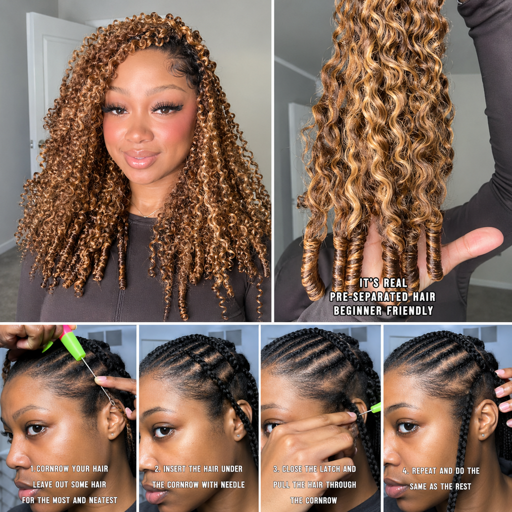 CM™ #30 #27Crochet Human Hair Feather Hair Extensions 14in+16in+18in